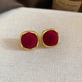 Red Velvet Geometric Stud Earrings in Seven Shapes view 6