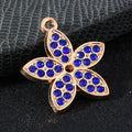Pave Rhinestone Five Petal Flower Charm Pendant Silver And Gold Tone view 9