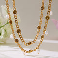 Gold Cuban Oil Drop Disc Necklace Bracelet Pearl Styles view 3