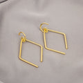 Gold Tone Irregular Open Rectangle Geometric Dangle Earrings view 4