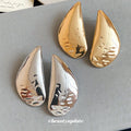 Gold and Silver Polished Teardrop Stud Earrings Statement Jewelry view 4