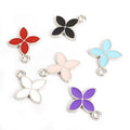 Colorful Four Petal Flower Jewelry Components For DIY Earrings And Bracelets Charms view 3