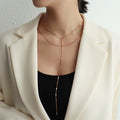 Double Layer Y Lariat Side Chain Necklace Long Tassel view 4