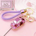 Jeweled Rounded Car Keychains in Seven Colors with Braided Loop Options view 3