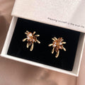 Gold Tone Brown Stone Stud Earrings in Thirty Assorted Designs view 4