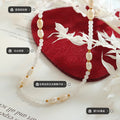 Gold Freshwater Pearl White Stone Bead Necklace One Style view 2