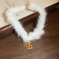 White Fuzzy Collar Necklaces with Three Pendant Designs view 2
