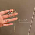 Single Pearl Crystal Chain Ear Cuff Fashion Jewelry Accessories view 2