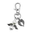 Silver Angel Wing and Pearl Lobster Clasp Charm and Attached Hardware view 5
