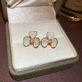 Pastel Enamel Flower Stud Earrings With Gold Outlines view 6