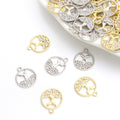 Rhinestone Whale Tail Open Circle Pendant Charms in Two Finishes view 1