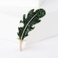 Crystal Leaf Brooch With White Pearl in Green or Blue view 4