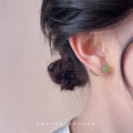 Pastel Frosted Double Ball Gold Post Stud Earrings view 2