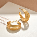 Statement Layered Textured C Hoop Earrings In Two Finishes view 2