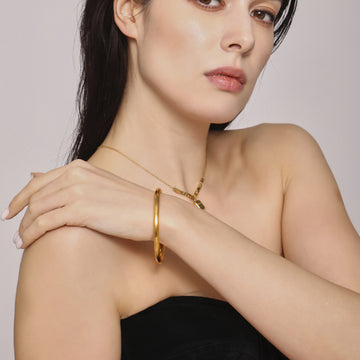 Minimal Round Stainless Steel Bangle Bracelet Gold Rose Gold Silver