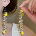 Pearl Lemon Crystal Tassel Necklace And Drop Earrings view 4