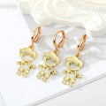 Gold Tone Openwork Boy and Girl Figure Huggie Earrings view 3