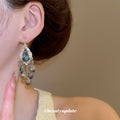 Ornate Blue and Multicolor Crystal Chandelier Earrings view 4