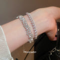 Pink Pearl Crystal Flower Necklace Bracelet Jewelry Set view 4