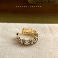 Aged Gold Open Adjustable Floral Band Ring Vintage Style view 3