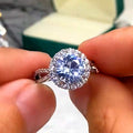 Silver Tone Oversized Round Halo Ring With Split Band view 2