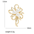 Open Flower Brooch in Gold or Silver Tone with Pearl Center view 5