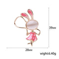 Jump Rope Bunny Brooch Cat Eye Face Enamel Dress Pin view 5