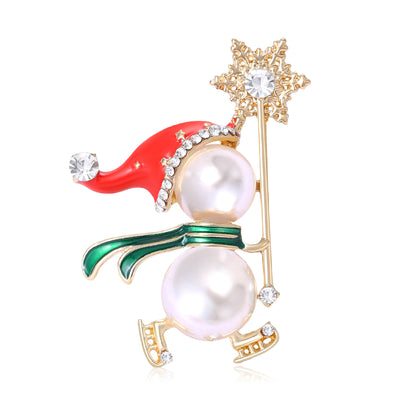 Front product view of the snowman brooch on a light background