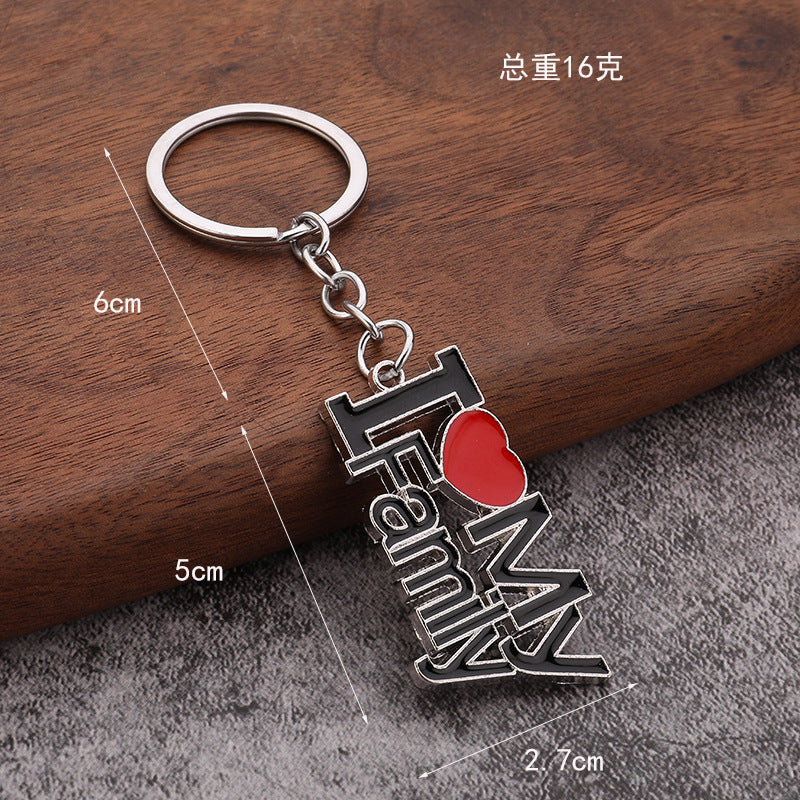 Family Heart Zinc Alloy Keychain Gift for Mom Dad Wife