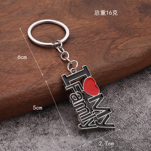 Family Heart Zinc Alloy Keychain Gift for Mom Dad Wife