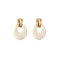 Five Color Wrapped Cord Open Oval Statement Stud Earrings view 6