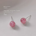 Pink Speckled Round Ball Stud Earrings Silver Posts view 4