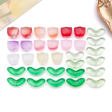 Colorful Flower and Leaf Glossy Beads with 11 Listed Options