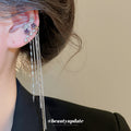 Purple Crystal Star Clip On Earrings With Fine Chain Tassels view 3