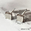 Silver Square Pavé CZ Cube Stud Earrings Pair Minimal view 4