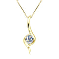 Silver and Gold Tone Twisted Wave CZ Pendant Necklaces view 5