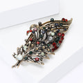 Antique Gold Peacock Feather Brooch With Mixed Color Crystals view 3