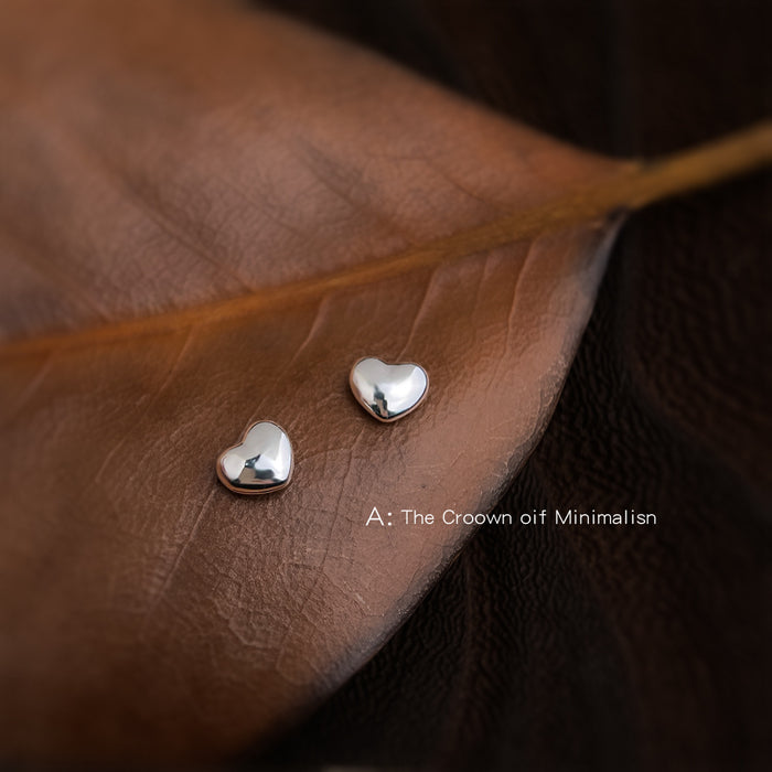 Silver Tone Mirror Polished Mini Open Heart Stud Earrings