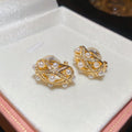 Oval Crystal Cluster Ear Clips in Gold and Silver Tones view 7