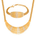 Fan Bar Lattice Crystal Necklace Bracelet Gold Steel view 5