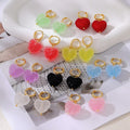Sparkling Faceted Heart Drop Earrings in Nine Colors view 2