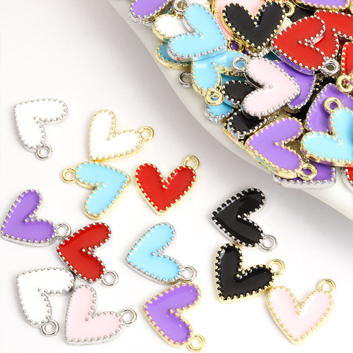 Colorful Enamel Heart Jewelry Components For DIY Earrings And Bracelets Charms