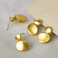 Double Disc Drop Earrings in Gold and Silver Tone Finishes view 2