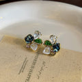 Blue Green and Pink Purple Faceted Flower Cluster Studs view 6
