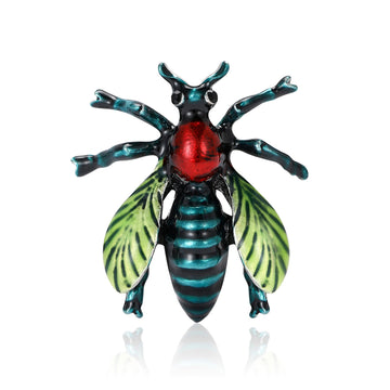 Colorful Enamel Beetle Brooch with Red Body and Green Wings