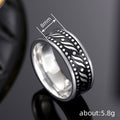 Steel Flame Leaf Dot Inlay Wide Band Ring Metal Alloy view 4