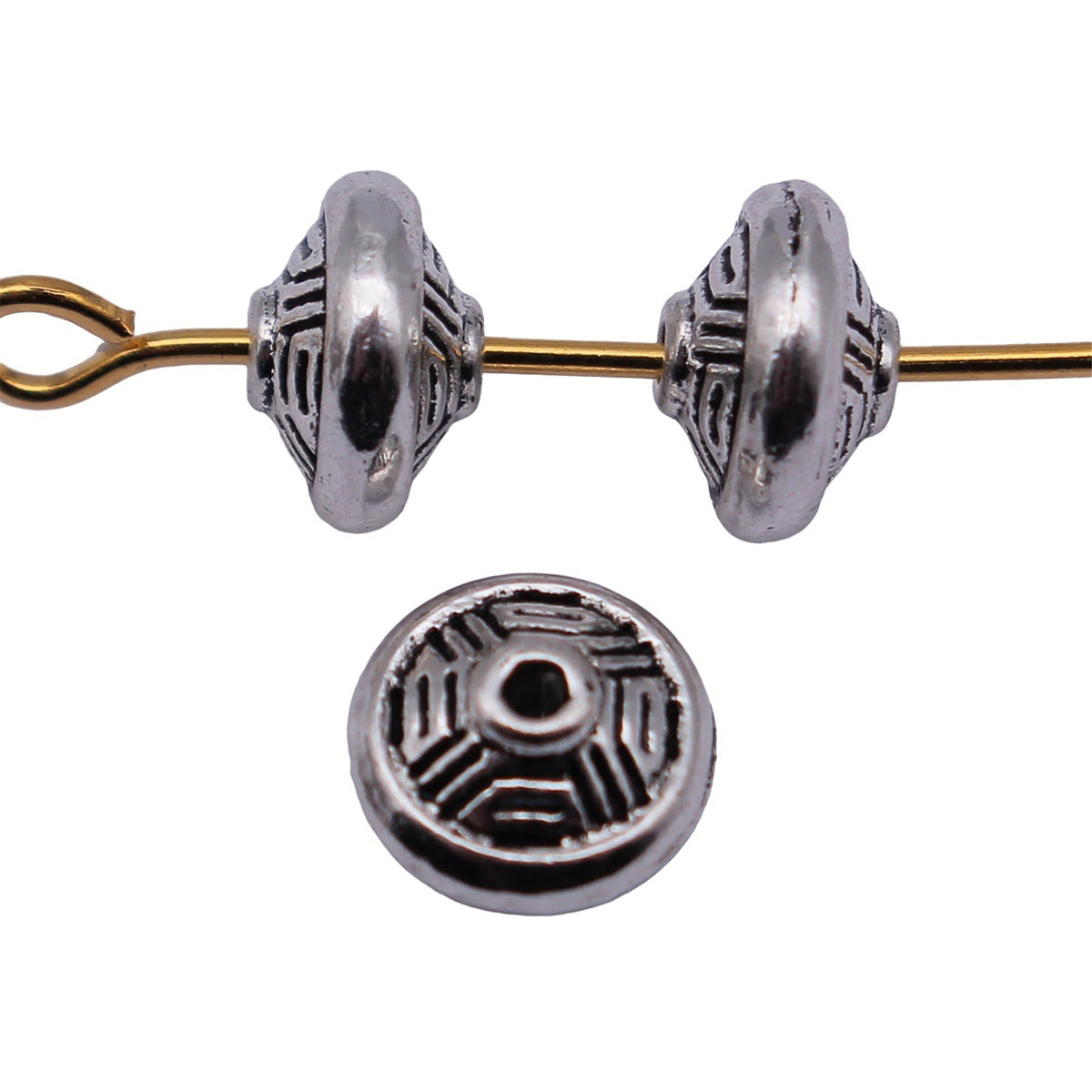 7x7x4.5mm 0.53g Antique Silver Zinc Alloy Textured Round Spacer Beads for Bracelet Jewelry Making