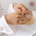 Gold And Steel Hollow Chain Link Band Rings Multi Size view 3