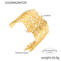 Titanium Steel Wide Open Cuff Bracelet Cutout Flower Leaf view 7