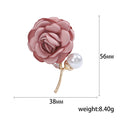 Fabric Rose Brooch Pearl Bud Gold Stem Burgundy Pink view 5